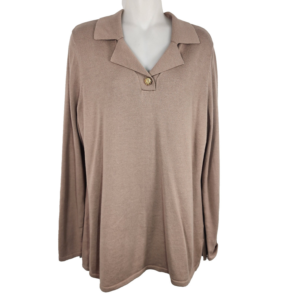 Isaac Mizrahi Live! Collared Sweater Pullover Novelty Button Small Mushroom Knit